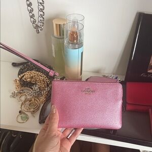 Coach Metallic Pink Wristlet